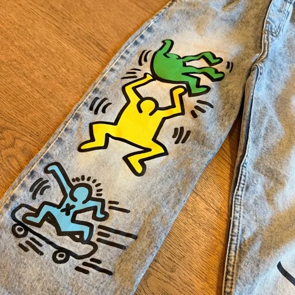 Keith Haring kids Graphic wide leg Jeans - Picture 2 of 7